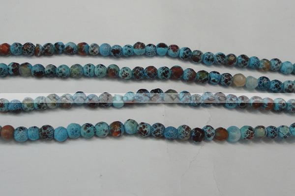 CAG5658 15 inches 4mm faceted round fire crackle agate beads