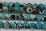 CAG5659 15 inches 4mm faceted round fire crackle agate beads