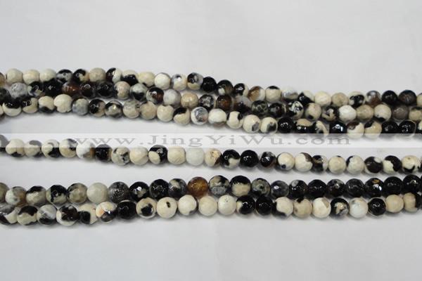 CAG5665 15 inches 6mm faceted round fire crackle agate beads