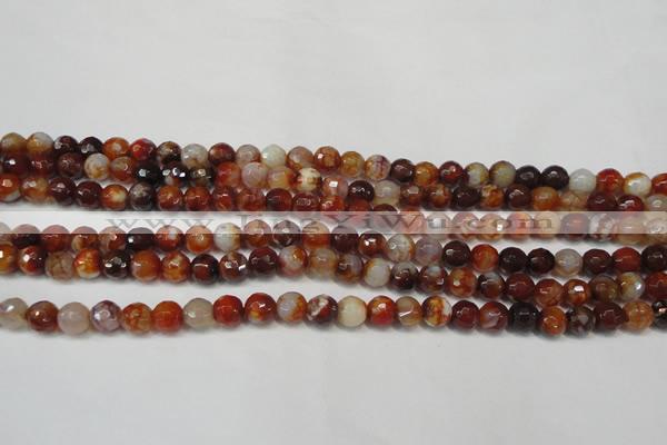 CAG5675 15 inches 6mm faceted round fire crackle agate beads