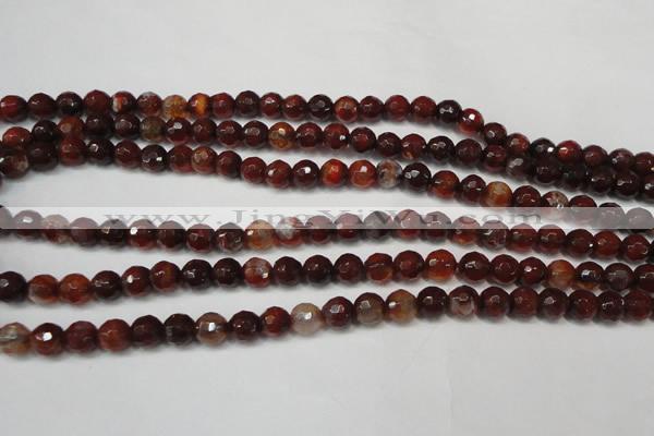 CAG5676 15 inches 6mm faceted round fire crackle agate beads