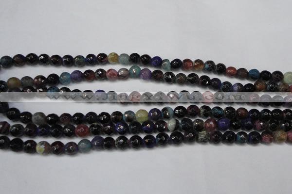 CAG5677 15 inches 6mm faceted round fire crackle agate beads