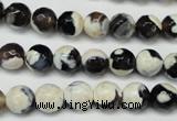 CAG5680 15 inches 8mm faceted round fire crackle agate beads