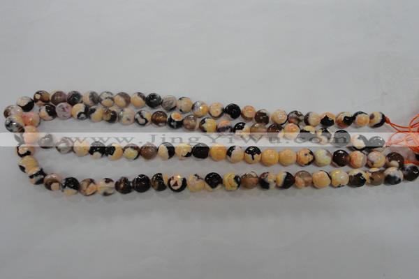 CAG5682 15 inches 8mm faceted round fire crackle agate beads