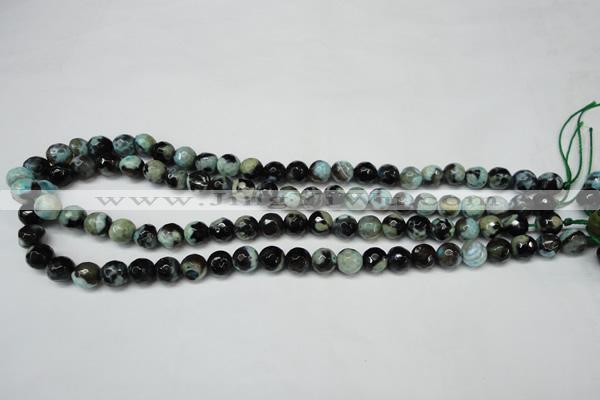CAG5685 15 inches 8mm faceted round fire crackle agate beads