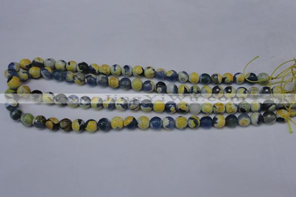 CAG5688 15 inches 8mm faceted round fire crackle agate beads