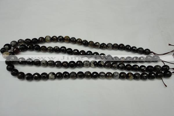 CAG5693 15 inches 8mm faceted round fire crackle agate beads