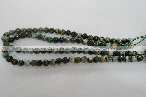 CAG5695 15 inches 8mm faceted round fire crackle agate beads