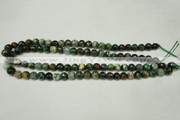 CAG5696 15 inches 8mm faceted round fire crackle agate beads