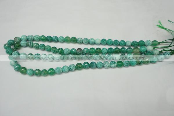 CAG5698 15 inches 8mm faceted round fire crackle agate beads