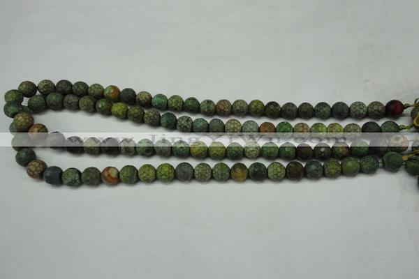 CAG5702 15 inches 8mm faceted round fire crackle agate beads