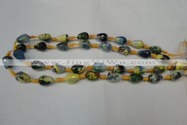 CAG5716 15 inches 10*14mm faceted teardrop fire crackle agate beads