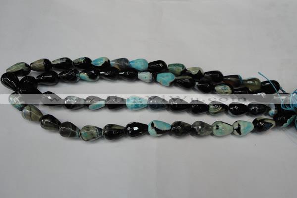 CAG5717 15 inches 10*14mm faceted teardrop fire crackle agate beads