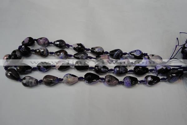 CAG5720 15 inches 12*16mm faceted teardrop fire crackle agate beads