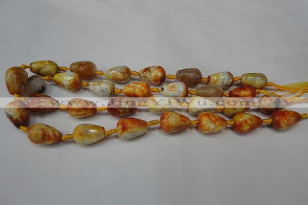 CAG5726 15 inches 13*18mm faceted teardrop fire crackle agate beads