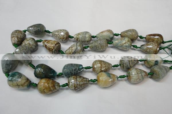 CAG5731 15 inches 15*20mm faceted teardrop fire crackle agate beads