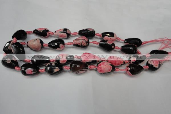 CAG5741 15 inches 15*20mm faceted teardrop fire crackle agate beads