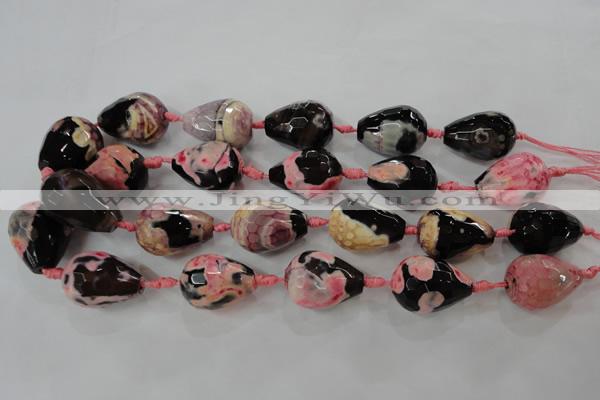 CAG5750 15 inches 18*25mm faceted teardrop fire crackle agate beads
