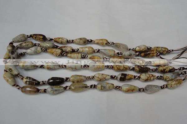 CAG5755 15 inches 8*16mm faceted teardrop fire crackle agate beads