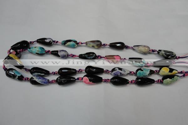 CAG5757 15 inches 10*20mm faceted teardrop fire crackle agate beads