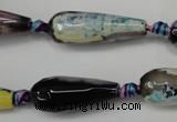 CAG5759 15 inches 10*30mm faceted teardrop fire crackle agate beads