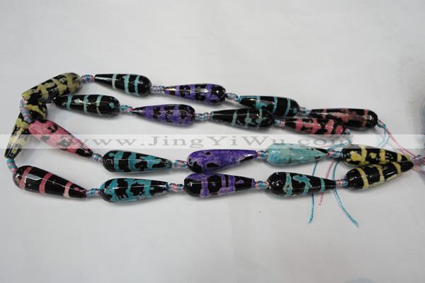 CAG5762 15 inches 10*30mm faceted teardrop fire crackle agate beads
