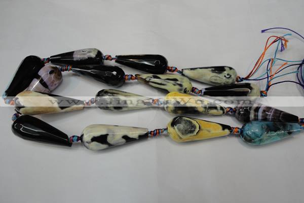 CAG5766 15 inches 15*40mm faceted teardrop fire crackle agate beads