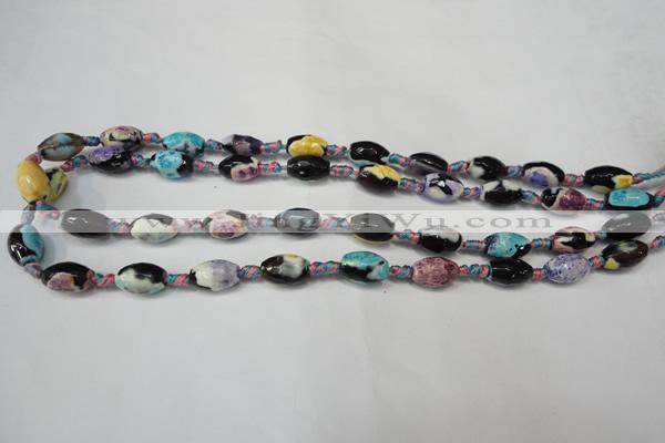 CAG5772 15 inches 8*12mm faceted rice fire crackle agate beads