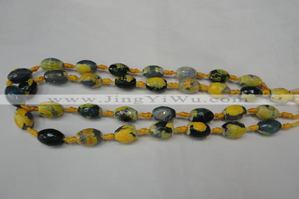 CAG5774 15 inches 10*14mm faceted rice fire crackle agate beads