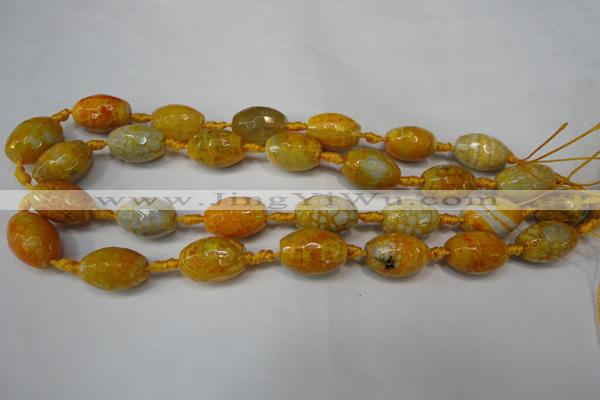 CAG5790 15 inches 13*18mm faceted rice fire crackle agate beads