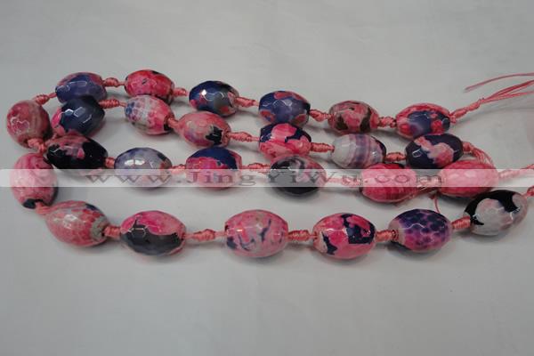 CAG5799 15 inches 15*20mm faceted rice fire crackle agate beads