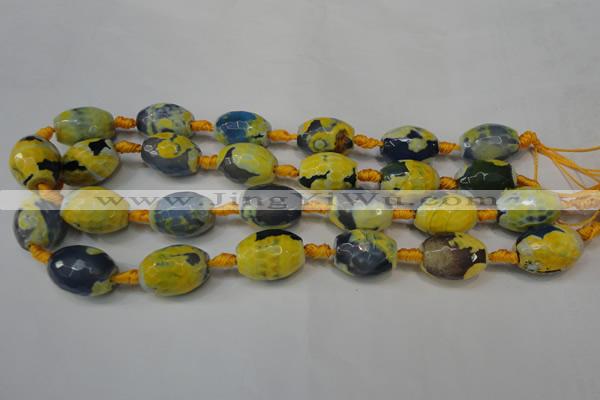 CAG5800 15 inches 15*20mm faceted rice fire crackle agate beads
