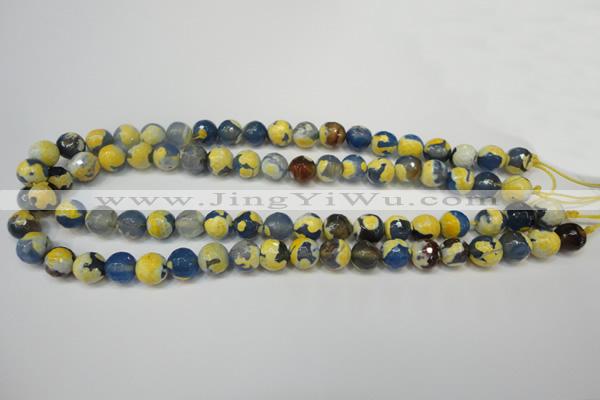 CAG5805 15 inches 10mm faceted round fire crackle agate beads