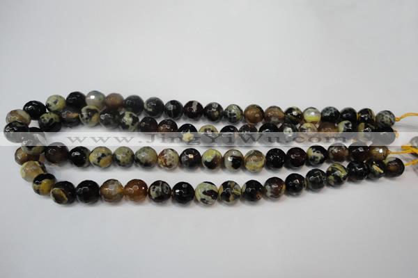 CAG5806 15 inches 10mm faceted round fire crackle agate beads