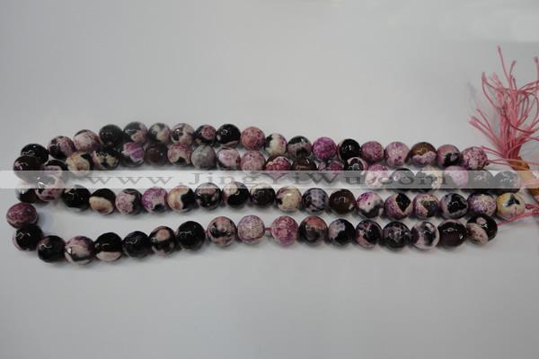 CAG5809 15 inches 10mm faceted round fire crackle agate beads