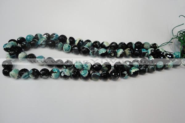 CAG5811 15 inches 10mm faceted round fire crackle agate beads