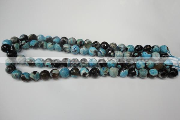 CAG5812 15 inches 10mm faceted round fire crackle agate beads