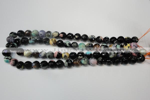 CAG5813 15 inches 10mm faceted round fire crackle agate beads