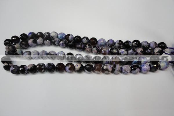 CAG5814 15 inches 10mm faceted round fire crackle agate beads