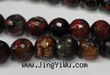 CAG5816 15 inches 10mm faceted round fire crackle agate beads