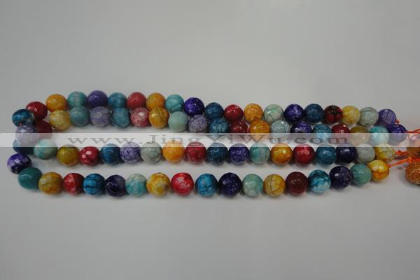 CAG5818 15 inches 10mm faceted round fire crackle agate beads