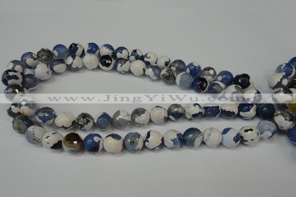 CAG5821 15 inches 12mm faceted round fire crackle agate beads