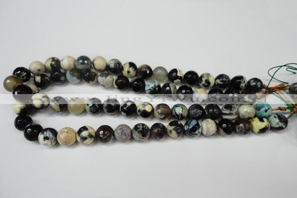 CAG5822 15 inches 12mm faceted round fire crackle agate beads