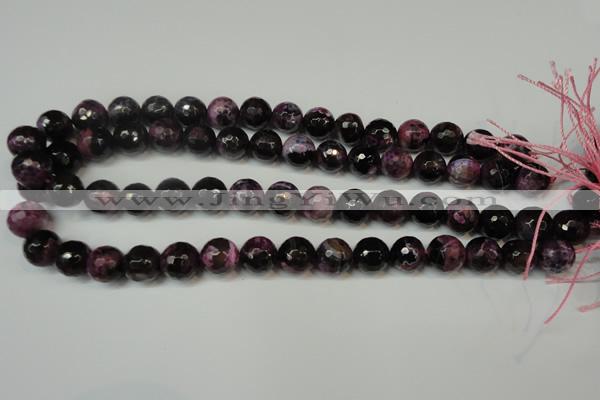 CAG5827 15 inches 12mm faceted round fire crackle agate beads