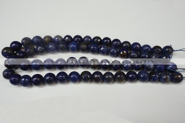 CAG5835 15 inches 12mm faceted round fire crackle agate beads