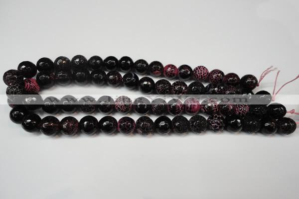 CAG5837 15 inches 12mm faceted round fire crackle agate beads