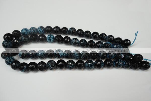 CAG5838 15 inches 12mm faceted round fire crackle agate beads