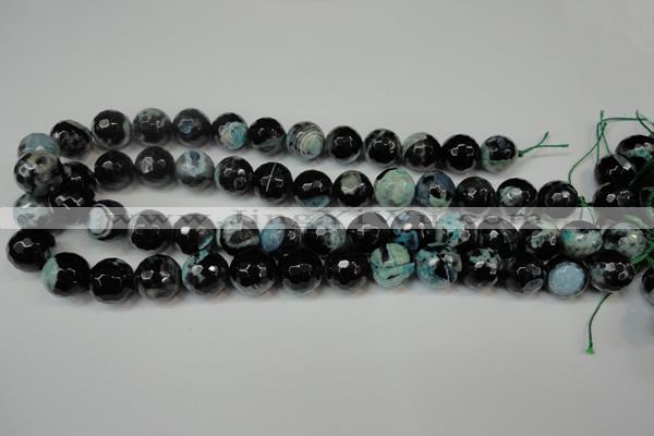 CAG5841 15 inches 14mm faceted round fire crackle agate beads