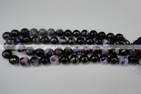 CAG5846 15 inches 14mm faceted round fire crackle agate beads
