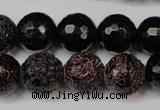 CAG5849 15 inches 14mm faceted round fire crackle agate beads